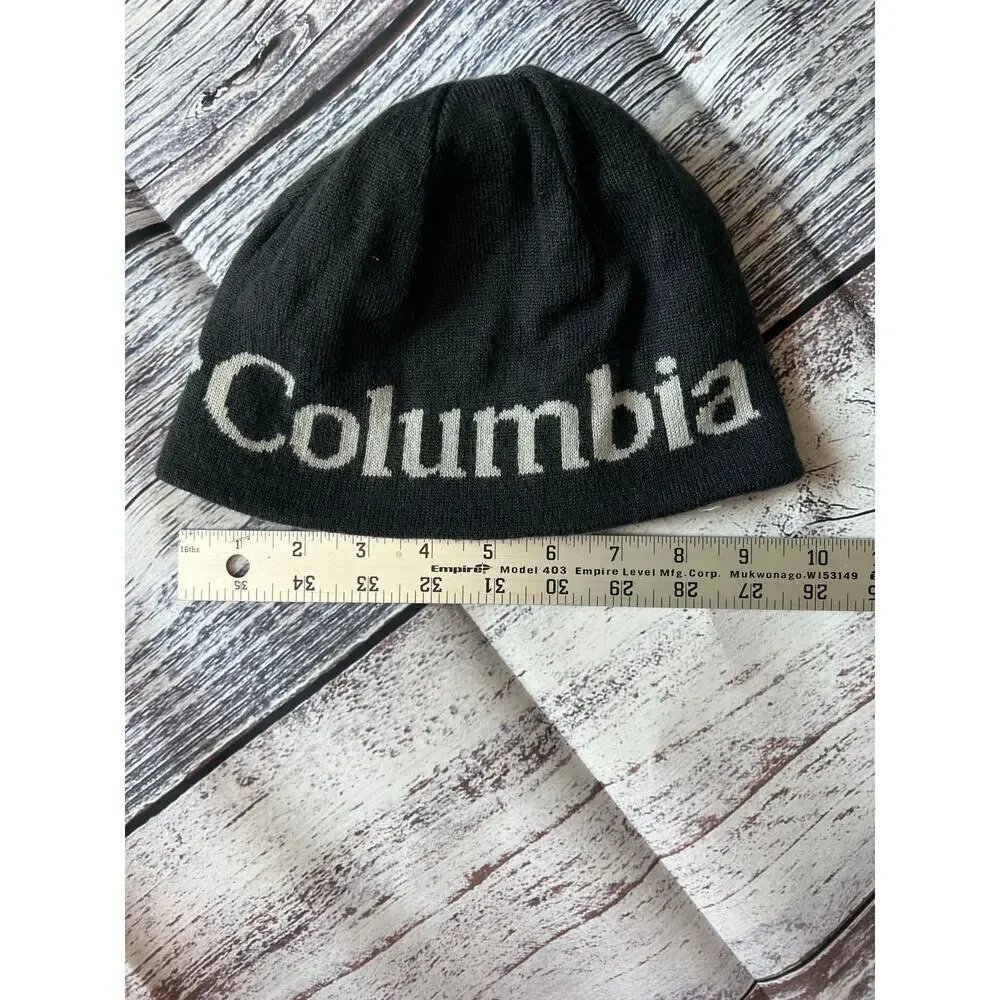 Columbia Reversible Knit Beanie Cap, Youth Size Small, Black / Gray, Winter